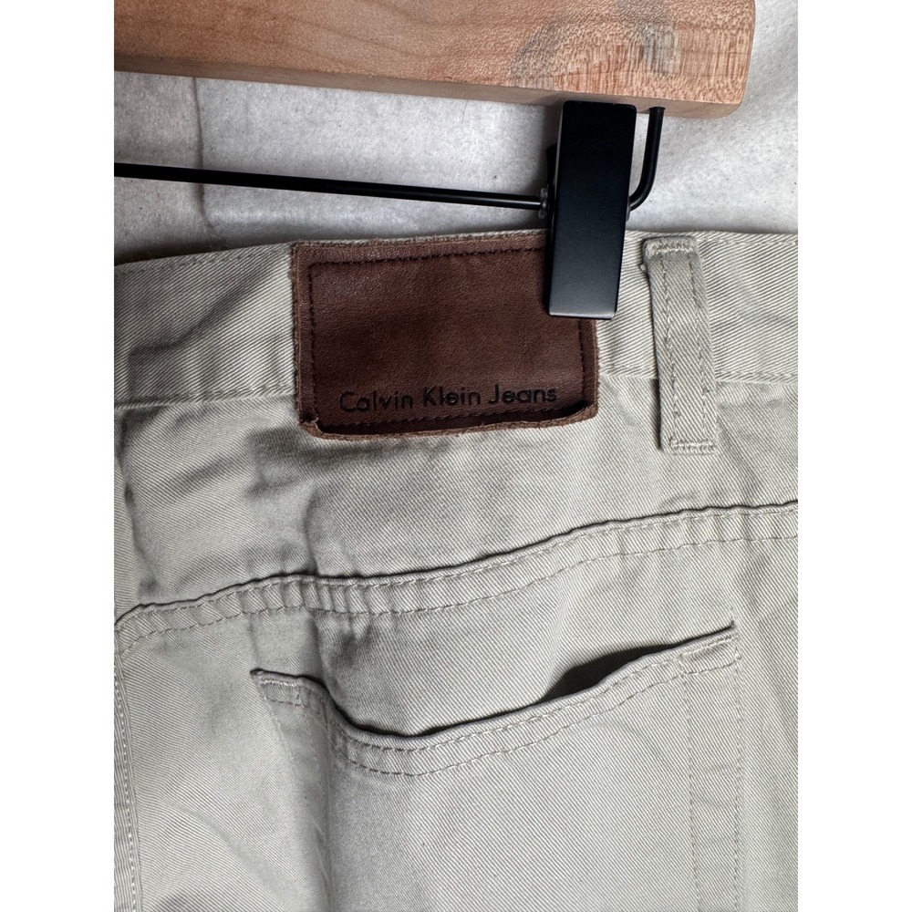 Calvin Klein Jeans Mens Easy Fit Khaki Tan Straight Leg Pants MPLT171C 34x31 - Picture 9 of 16